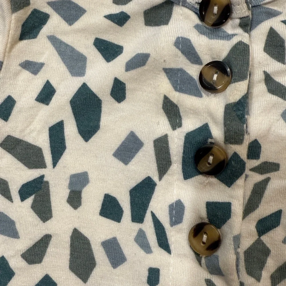 Baby/Toddler Short Sleeve Printed One-Piece Romper in Teal and White - Picture 5 of 5